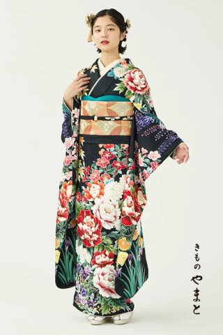 振袖／百花の調べ／黒_振袖_61762 | きものやまと