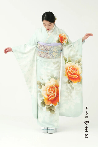 振袖／咲く、薔薇／黄緑_振袖_96544 | きものやまと