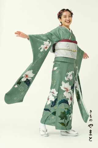 振袖／夢華／くすみグリーン_振袖_96553 | きものやまと