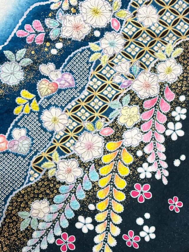 みやもとの振袖 /緑色/白色/エレガント/花柄/ No.18 白緑辻が花絞り