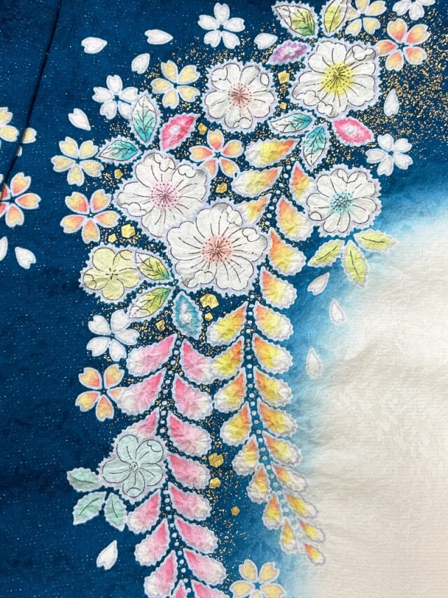 みやもとの振袖 /緑色/白色/エレガント/花柄/ No.18 白緑辻が花絞り