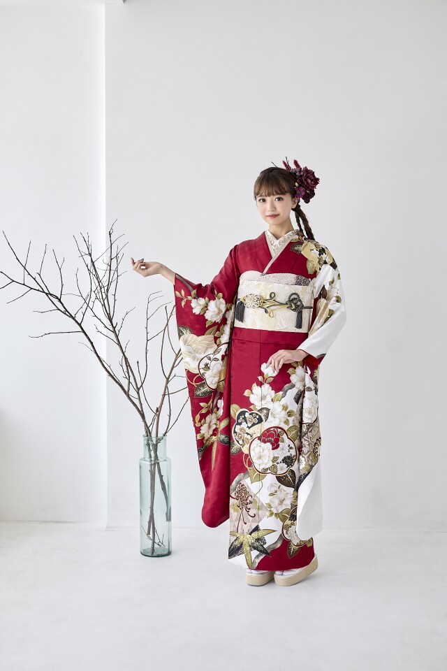 振袖 きものこまやの振袖 /赤色/白色/レトロ/梅柄/ マーベラス | My振袖