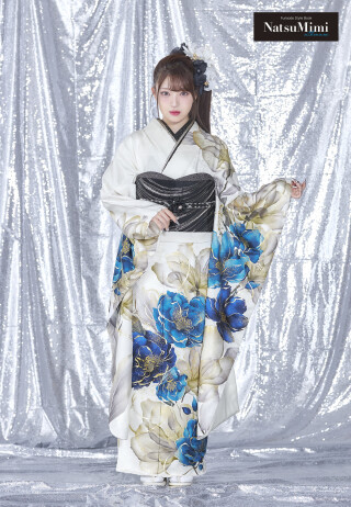 濃紺振袖◾️牡丹乱菊紋◾️古典柄◾️新品フルオーダー◾️正絹◾️西陣織高級袋帯◾️成人式 濃紺振袖◾️牡丹乱菊紋◾️古典柄◾️新品フルオーダー◾️正絹◾️