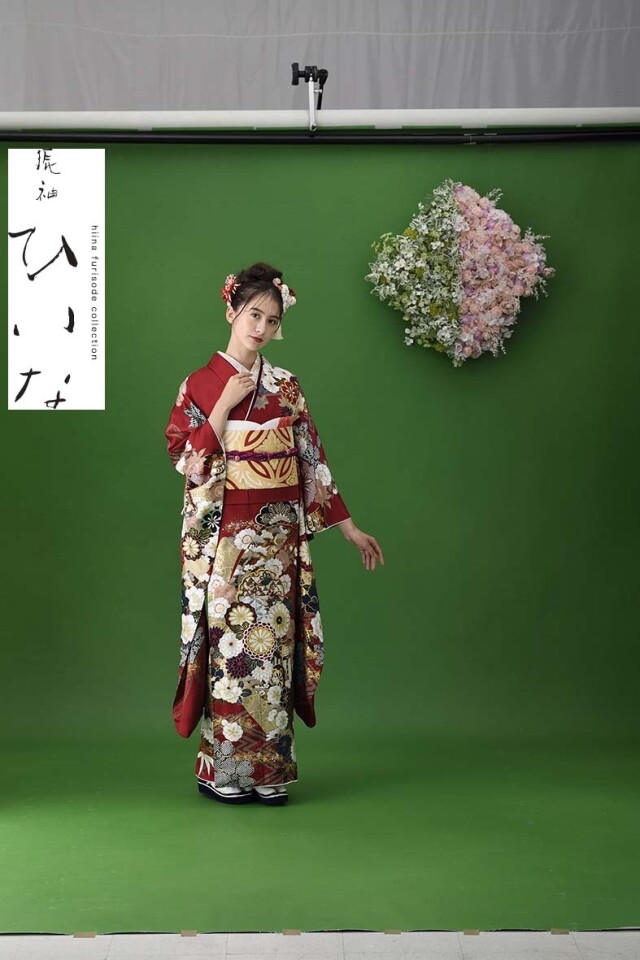 振袖 きものこまやの振袖 /赤色/ゴールド色/古典/熨斗柄/ ひいな | My振袖