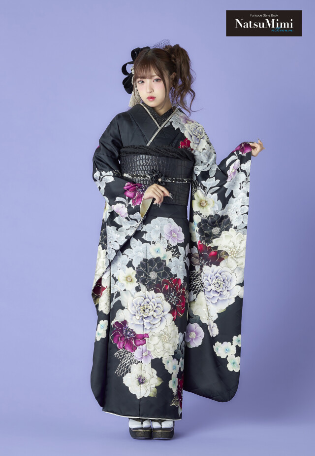 振袖 きものこまやの振袖 /黒色/白色/エレガント/牡丹柄/ NatsuMimi