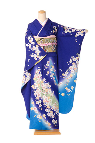 振袖（鮮やかな紺地、桜）【商品番号：y-fr424】_振袖_72037
