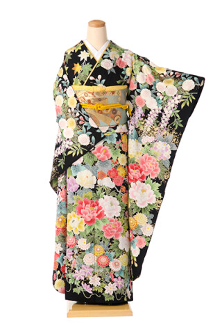 振袖（黒地に百花繚乱）【商品番号：y-fr434】_振袖_72072