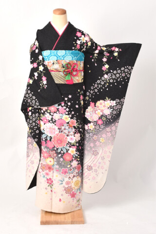 振袖（黒地に桜）【商品番号：y-fr485】_振袖_72085