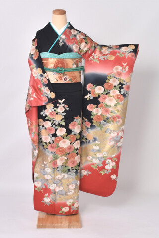 振袖（黒地に菊）【商品番号：y-fr487】_振袖_72086