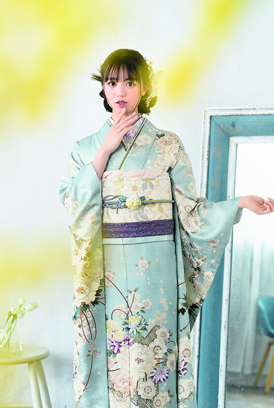 ふりそでfRIQUe(フリーク) produced by 呉服の松葉の振袖 /水色/古典/その他/ furisode Coffret CF ...