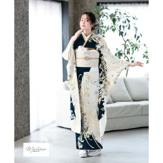 R2251 舞ひめ深紺×白　菊の花_振袖_101192 | 京都着物レンタル夢館