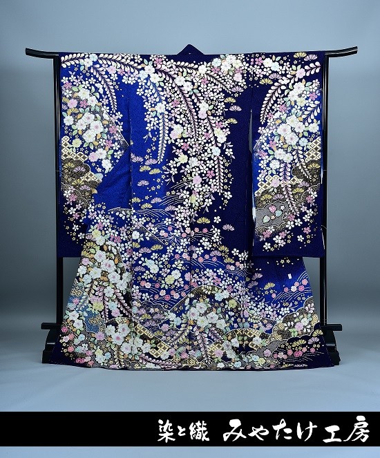 サ*ー様 翠山工房　振袖 古典柄振袖専門 みやたけ工房の振袖 /青色/紺色/古典/花柄/ 翠山工房