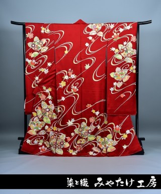 古典柄振袖専門 みやたけ工房の振袖 /赤色/古典/橘柄/ 久保耕謹製 古典