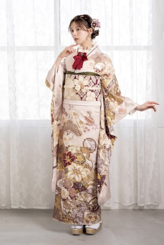 振袖専門店あかねの振袖 /赤色/白色/古典/桜柄/ 桶絞り京友禅振袖 | My振袖