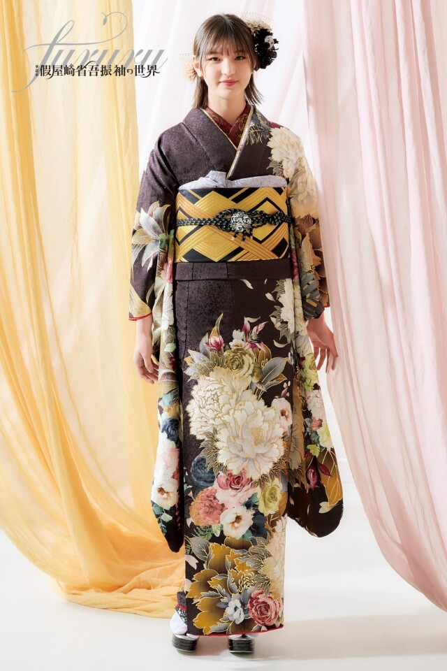 振袖レンタル おりえん｜大阪堺市の振袖 /茶色/ゴールド色/エレガント