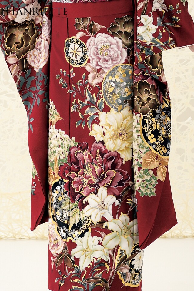 アンリエット　振袖のみ 振袖レンタル おりえん｜大阪堺市の振袖 /赤色/白色/レトロ/花柄/ アン