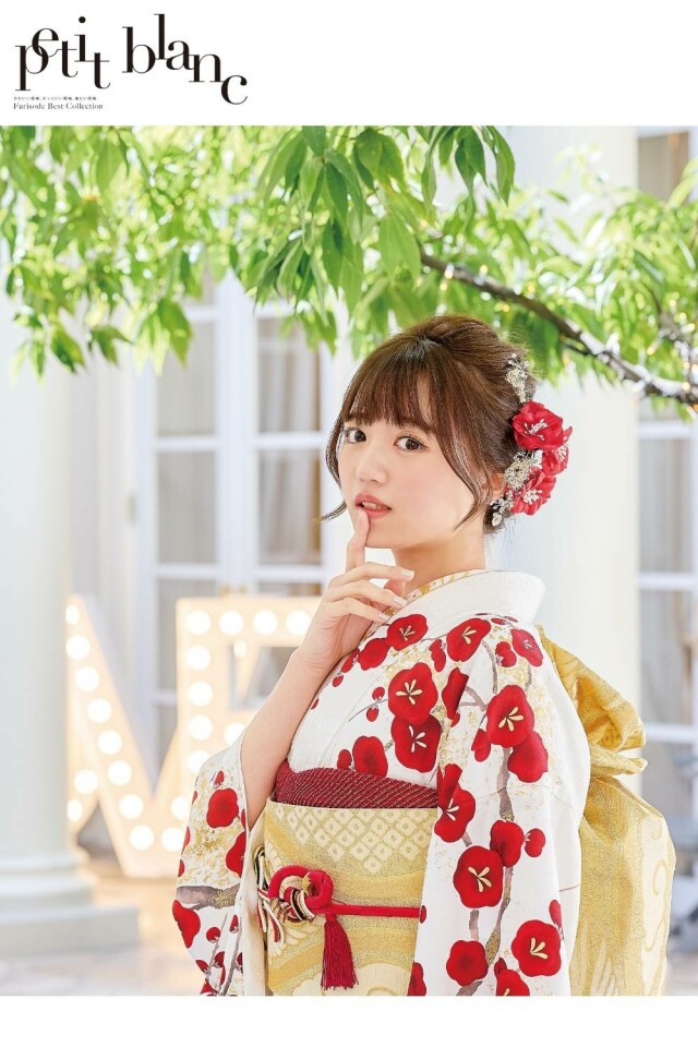 振袖レンタル おりえん｜大阪堺市の振袖 /白色/赤色/キュート/梅柄