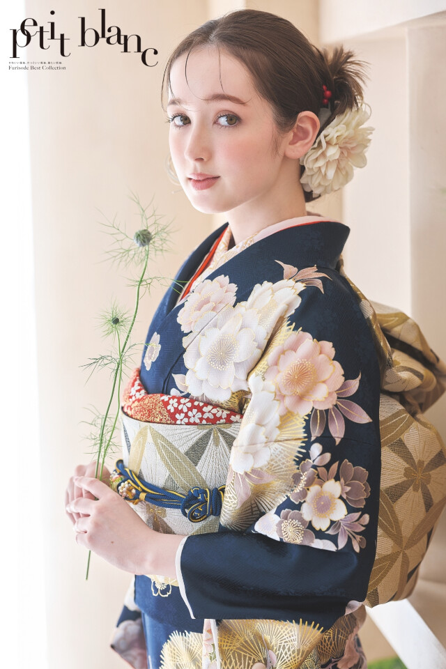 振袖レンタル おりえん｜大阪堺市の振袖 /紺色/オレンジ色/古典/松柄