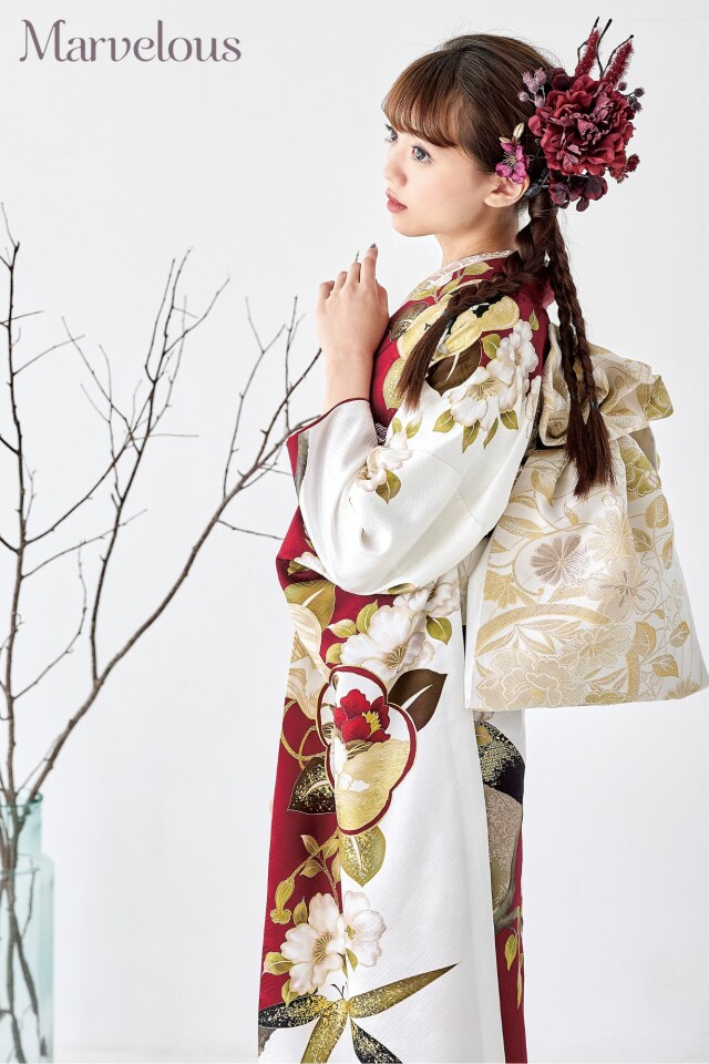 振袖レンタル おりえん｜大阪堺市の振袖 /赤色/白色/古典/椿柄