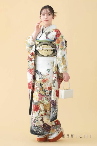 F.6014［牡丹に八重桜］真珠色_振袖_102133
