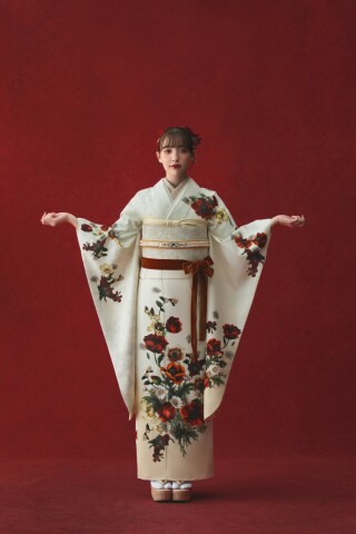 和風館ICHI 京都店の振袖 /紺色/紺色/レトロ/無地柄/ Kimono2718［華