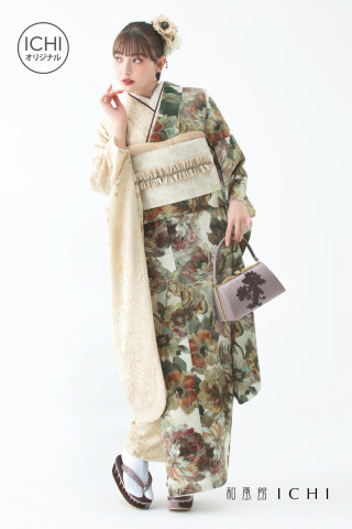 Kimono2713　[油彩ローズ×レース・エクリュ]_振袖_91350