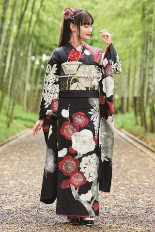 (あ996)赤黒白金 祝い柄の荒波のような斜めストライプ振袖㊗️⑤点セット あ996)赤黒白金 祝い柄の荒波のような斜めストライプ振袖㊗️⑤