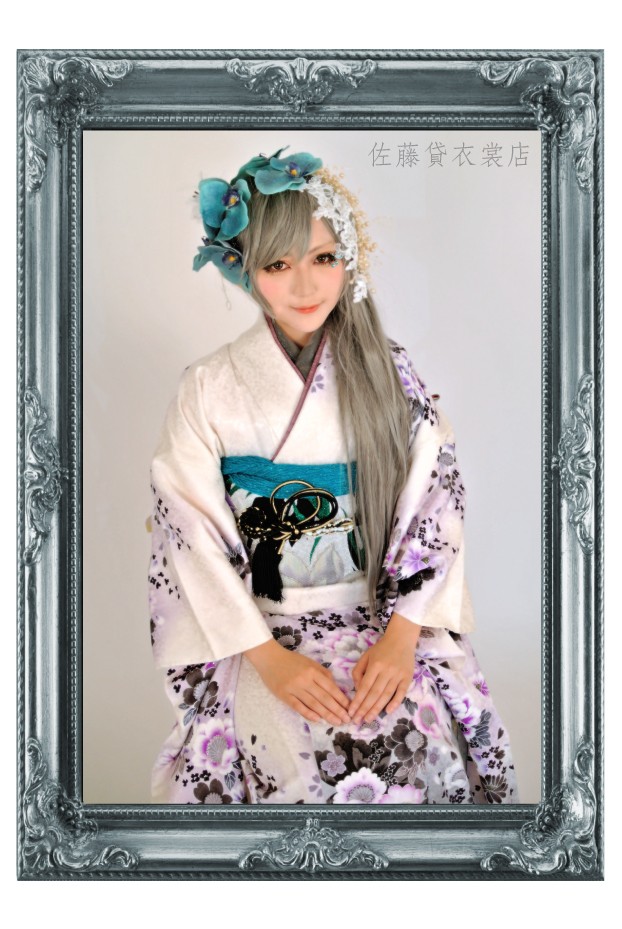 佐藤貸衣裳店の振袖 /白色/クール/花柄/ 白 黒 花柄振袖 | My振袖