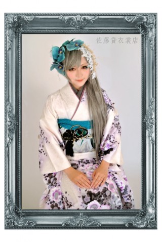 白　黒　花柄振袖_振袖_15312
