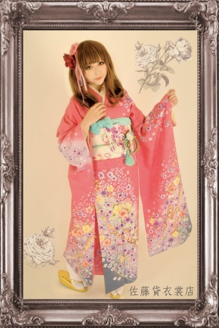 ピンク　パステル花吹雪振袖_振袖_15455