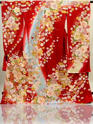 手刺繍振袖　fu618 赤　扇_振袖_4538