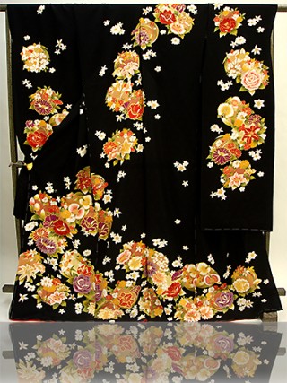 手刺繍振袖　プレミアム　fu604 黒　牡丹_振袖_4548