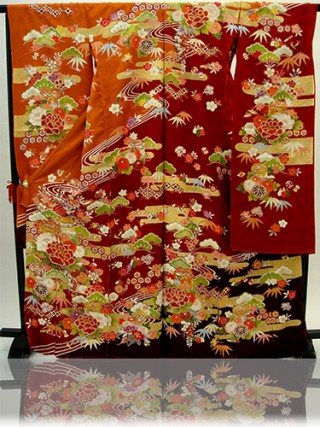 手描京友禅振袖　fu338　赤　松　流水　342_振袖_5745