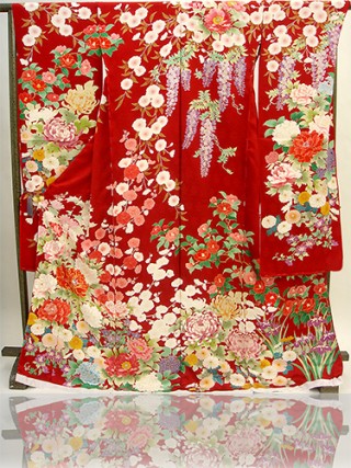 手描京友禅振袖　fu333　赤　牡丹_振袖_5747