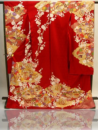 手刺繍振袖　プレミアムfu602　赤　雪輪_振袖_5748