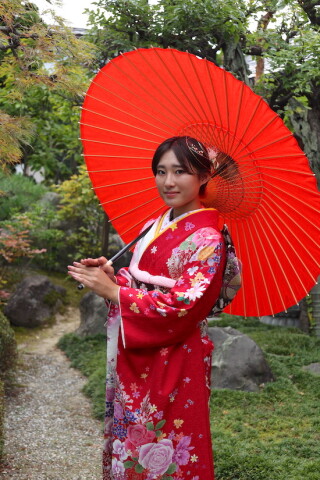 可愛い染め分けの白赤_振袖_73464