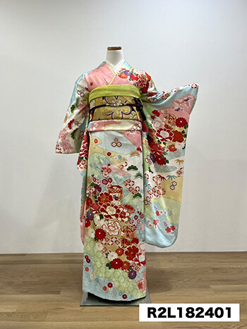 二十歳振袖館Az ひたちなか本店の振袖 /水色/ピンク色/古典/牡丹柄