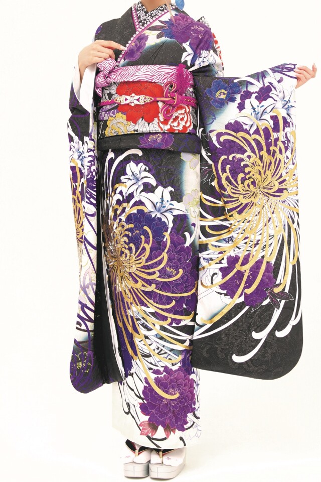 しおやの振袖 /白色/紫色/クール/花柄/ ageha710 | My振袖