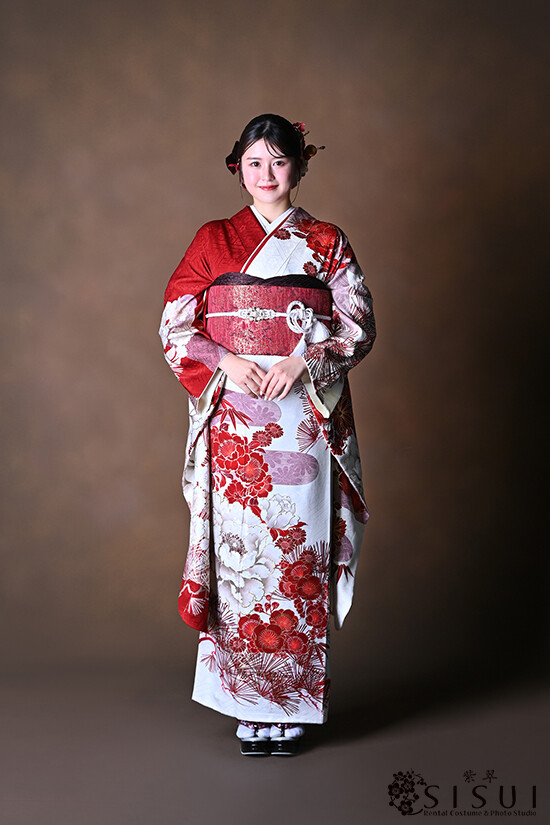 SISUIの振袖 /赤色/白色/古典/菊柄/ No.80-5194 | My振袖