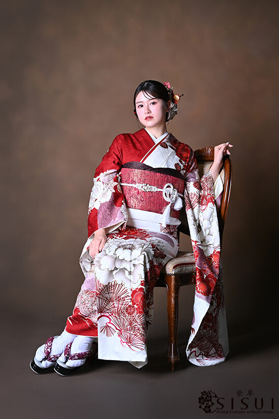 SISUIの振袖 /赤色/白色/古典/菊柄/ No.80-5194 | My振袖