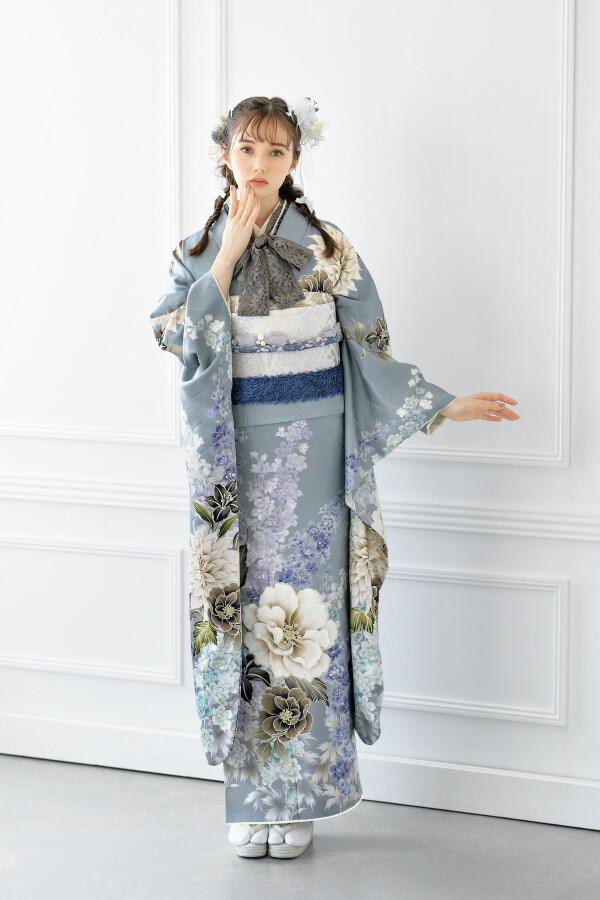 川平屋 豊田本店の振袖 /水色/白色/キュート/花柄/ CF-501 | My振袖 川平屋 豊田本店の振袖 /水色/白色/キュート/花柄/ CF-501 | My振袖