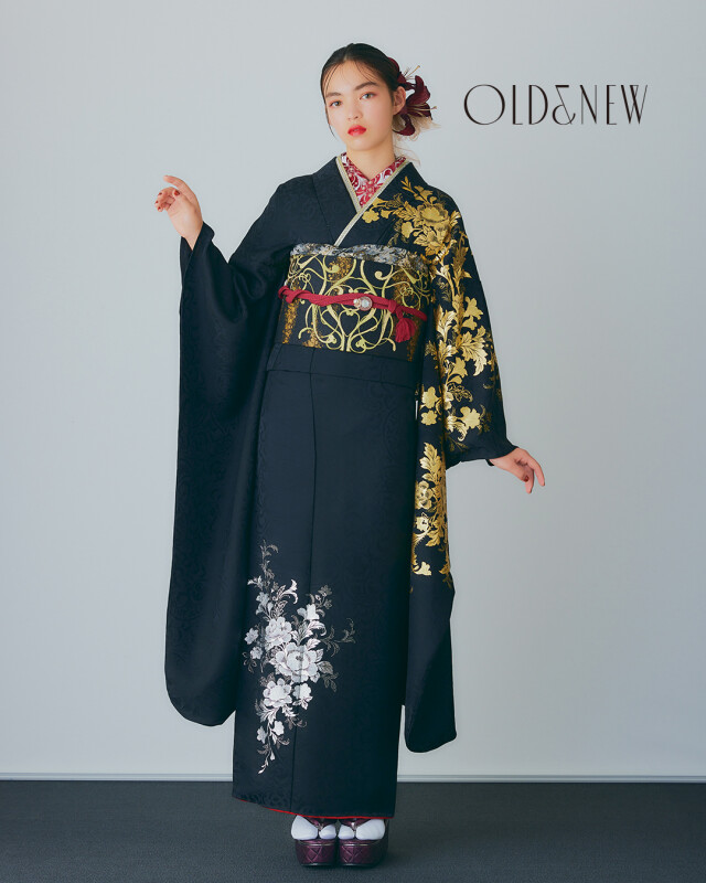 レンタルブティック みとみの振袖 /黒色/ゴールド色/グラマラス/花柄