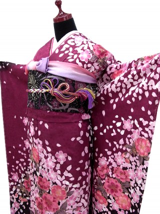 ワイン 桜 F-204_振袖_11252 | KIMONO　ゆたかや