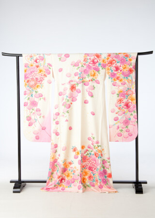 白色ﾋﾟﾝｸ花柄3_振袖_76885 | PhotoSudio OHNO