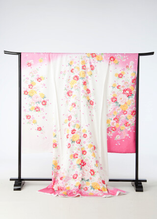 白色ﾋﾟﾝｸ花柄2_振袖_76887 | PhotoSudio OHNO
