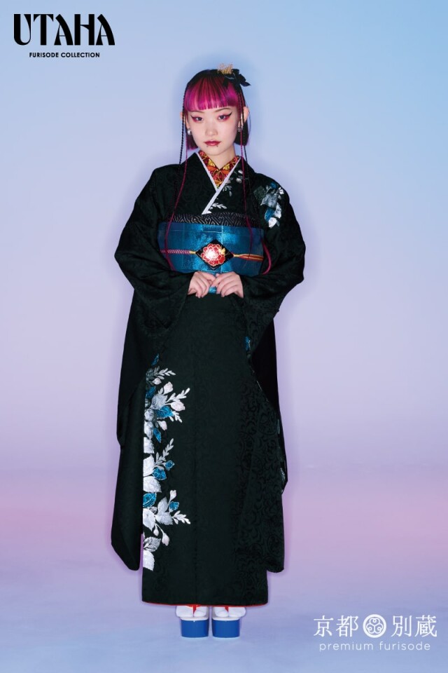 ふりそで 横浜 別蔵 -Furisode Yokohama Betsukura-の振袖 /黒色/青色