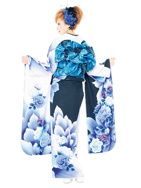 PA－ru－LE（パルレ）津の振袖 /白色/クール/花柄/ 着物ageha 愛沢