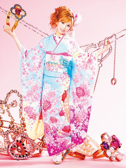 PA－ru－LE（パルレ）津の振袖 /青色/エレガント/花柄/ 着物ageha 愛沢