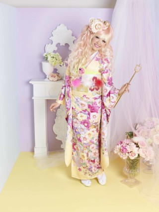黄色振袖。洋風桜ピンク。洋風桜紫_振袖_38466