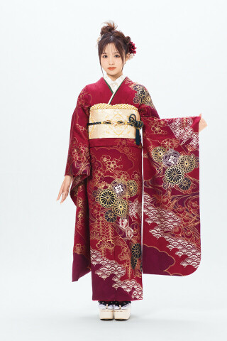 一蔵＆オンディーヌ水戸店の振袖 /赤色/白色/古典/梅柄/ OE-1398-4